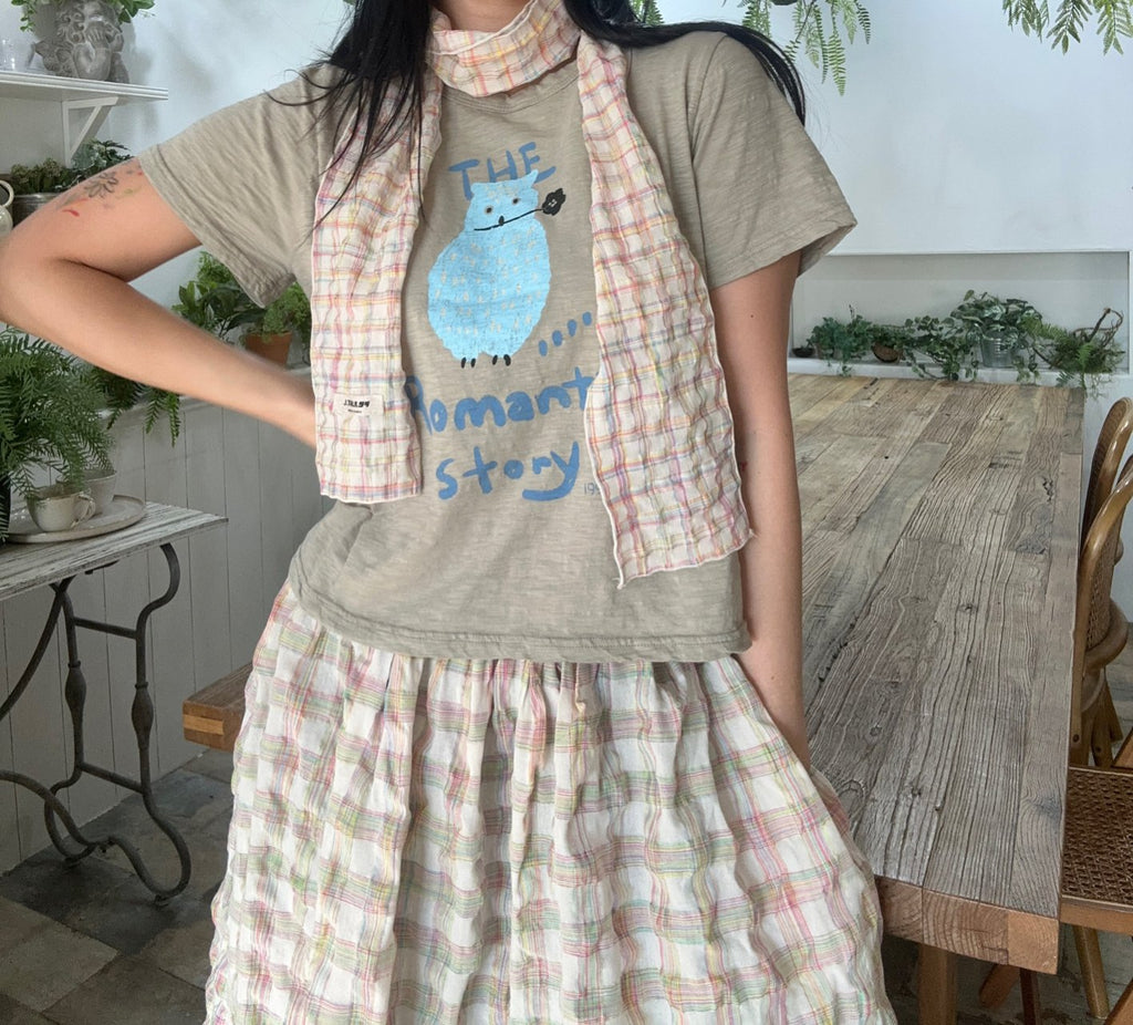 Soft Gingham Check Cotton Volume Skirt Made in Korea - Luckyplanetusa