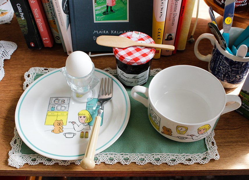 1537 Cafe Plates + Mug cup Set For Two Set - Luckyplanetusa