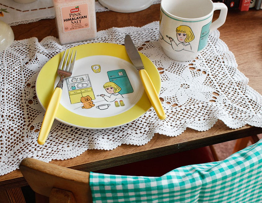 1537 Cafe Plates + Mug cup Set For Two Set - Luckyplanetusa