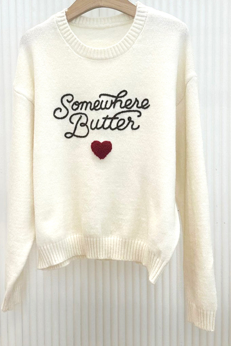 Somewhere Butter Heart Knit Sweater (3 Colors)
