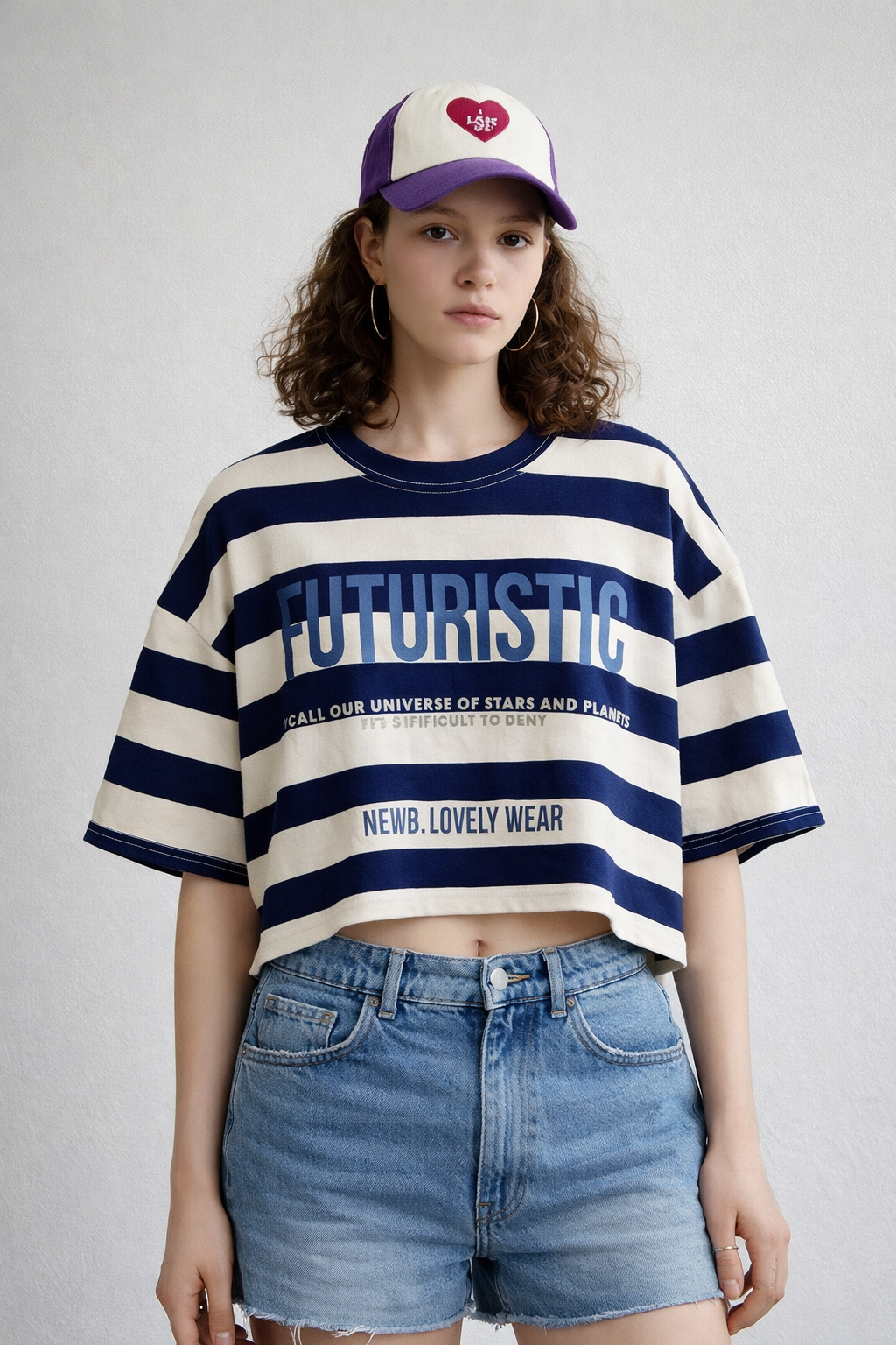 Futuristic Orbit Striped Crop Tee - Luckyplanetusa
