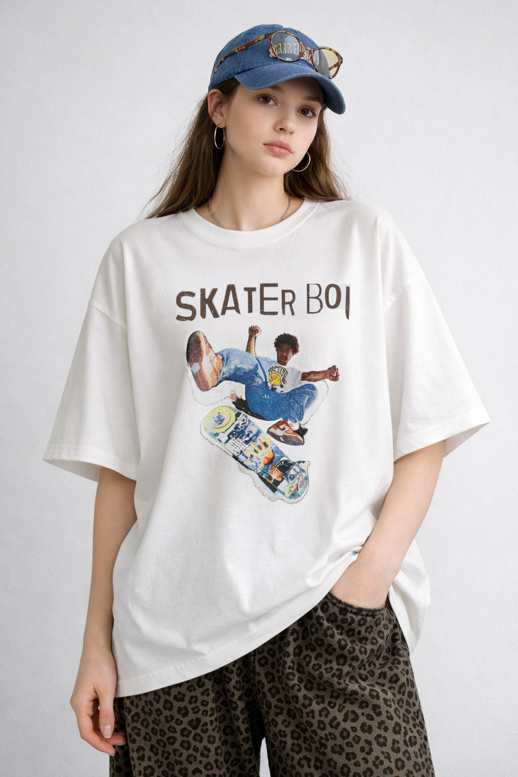 Skater Boi Graphic Oversized Tee - Luckyplanetusa
