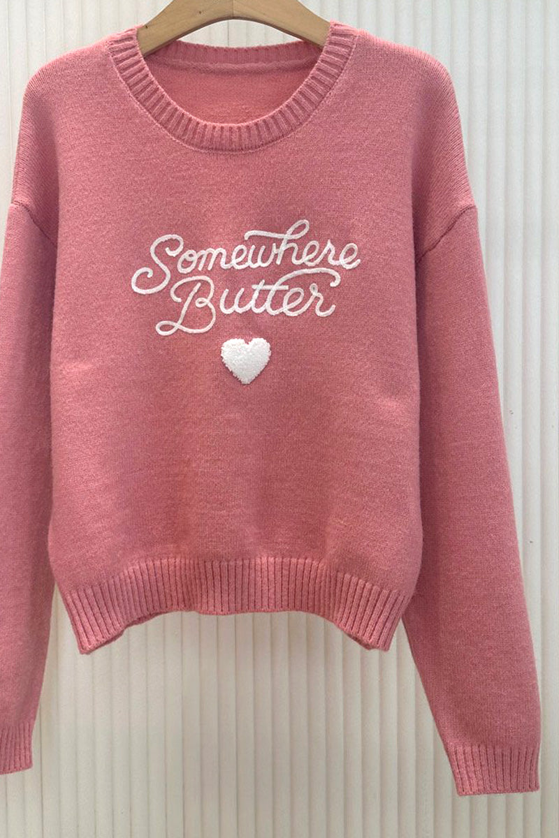 Somewhere Butter Heart Knit Sweater (3 Colors)