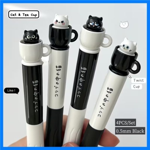 Spinning Cat in the Tea Cup Gel Pen – 0.5mm (20PCS BOX) - Luckyplanetusa