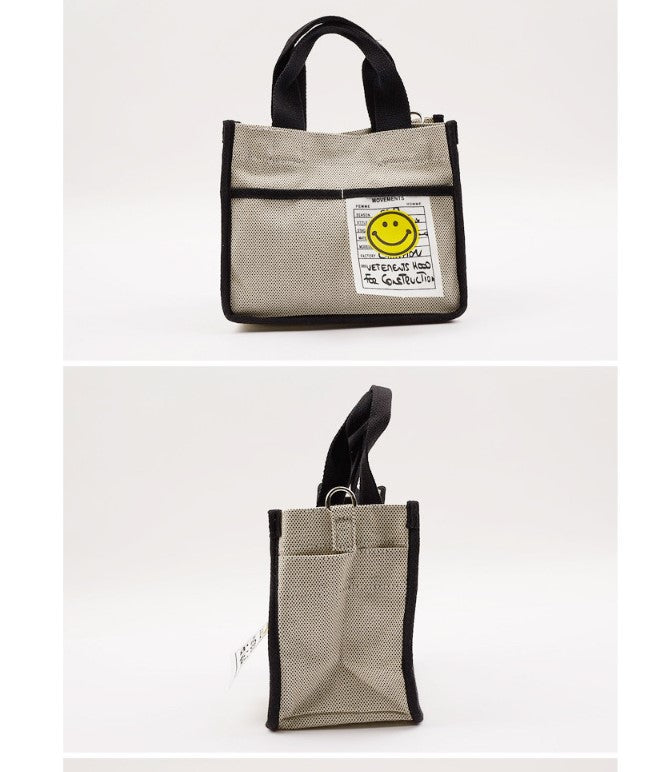 Daily Smile Canvas Body Cross Shoulder Tote Bag with Pocket