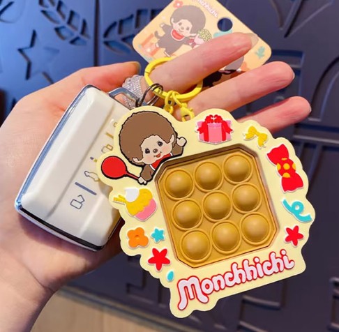 Monchhichi Push Pop Keychain – Sensory Fidget Bag Charm - Luckyplanetusa