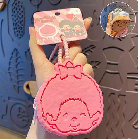 Monchhichi Cookie Mini Pouch Keychain – Cute Coin & AirPods Case - Luckyplanetusa
