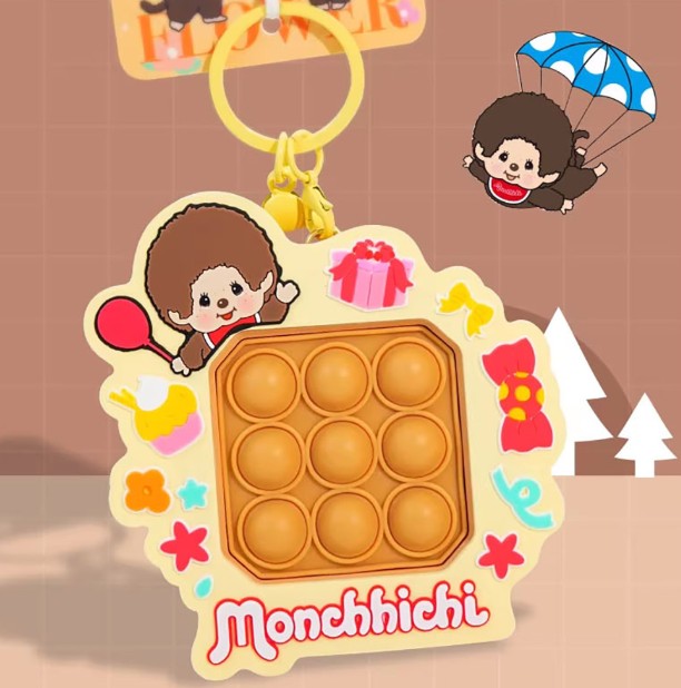 Monchhichi Push Pop Keychain – Sensory Fidget Bag Charm - Luckyplanetusa
