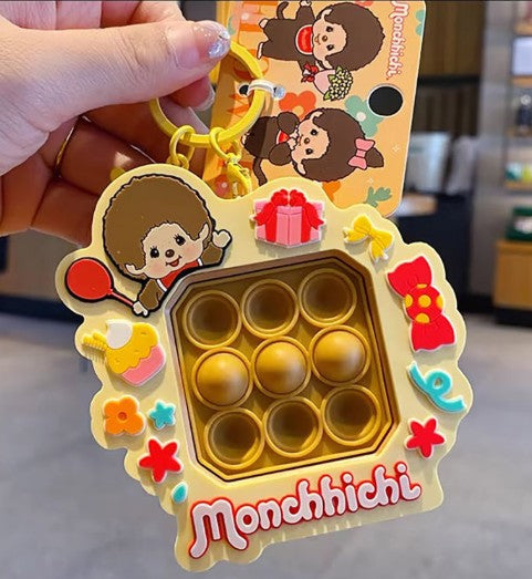 Monchhichi Push Pop Keychain – Sensory Fidget Bag Charm - Luckyplanetusa