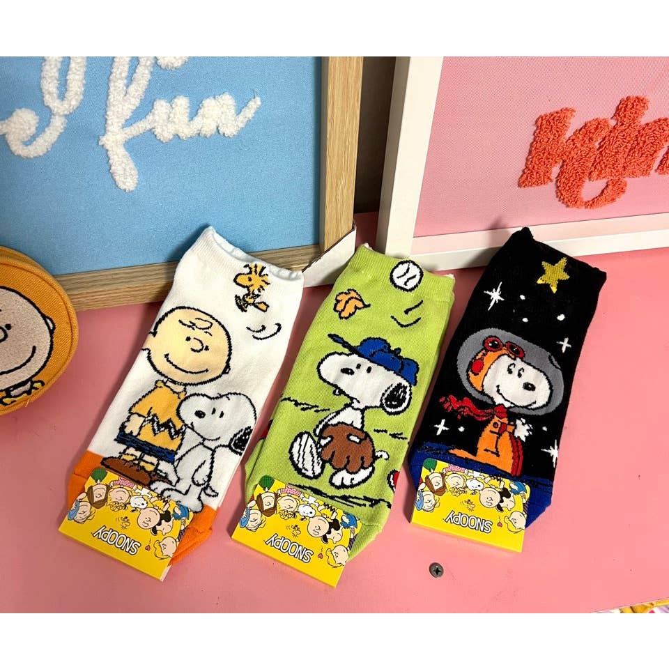 Peeanuts Snoopy Charlie Brown ankle Socks/ Cotton Ultra Soft women Socks-5Pcs