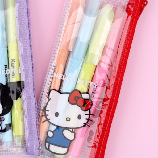 Sanrio Soft Touch Pastel Highlighter Set (4 Colors + Pouch) - Luckyplanetusa