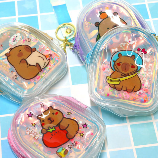 Capybara Holographic Mini Pouch Keychain