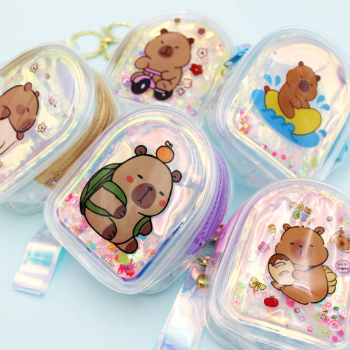 Capybara Holographic Mini Pouch Keychain
