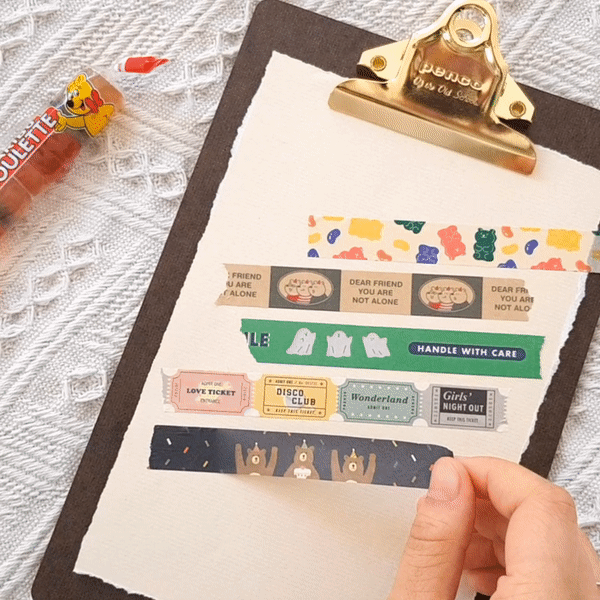 Vintage Mood Masking Tape-Bear, Jelly Bean, Ticket-decorate/scrapbook/photo deco