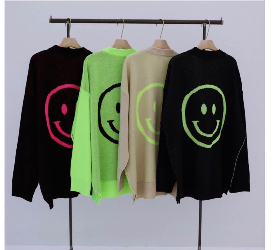 Neon smile cardigan- one size over fit - Luckyplanetusa
