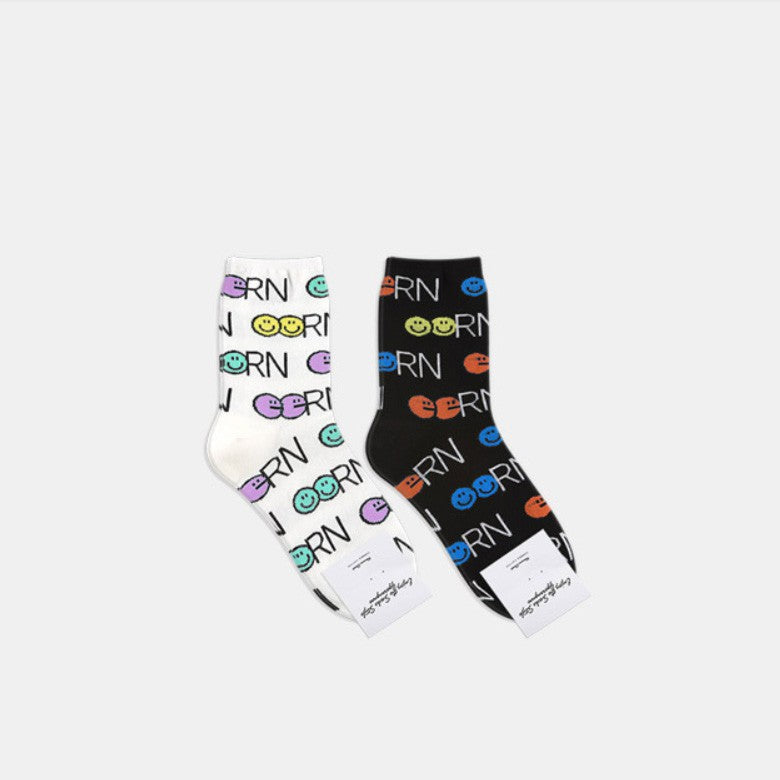 SMILE GGRN Pattern Socks - Luckyplanetusa