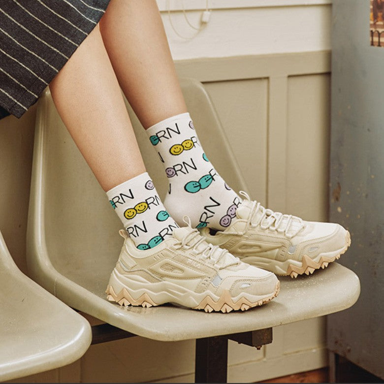 SMILE GGRN Pattern Socks - Luckyplanetusa