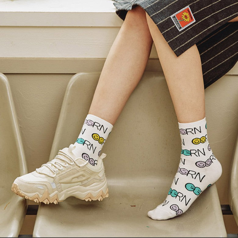 SMILE GGRN Pattern Socks - Luckyplanetusa