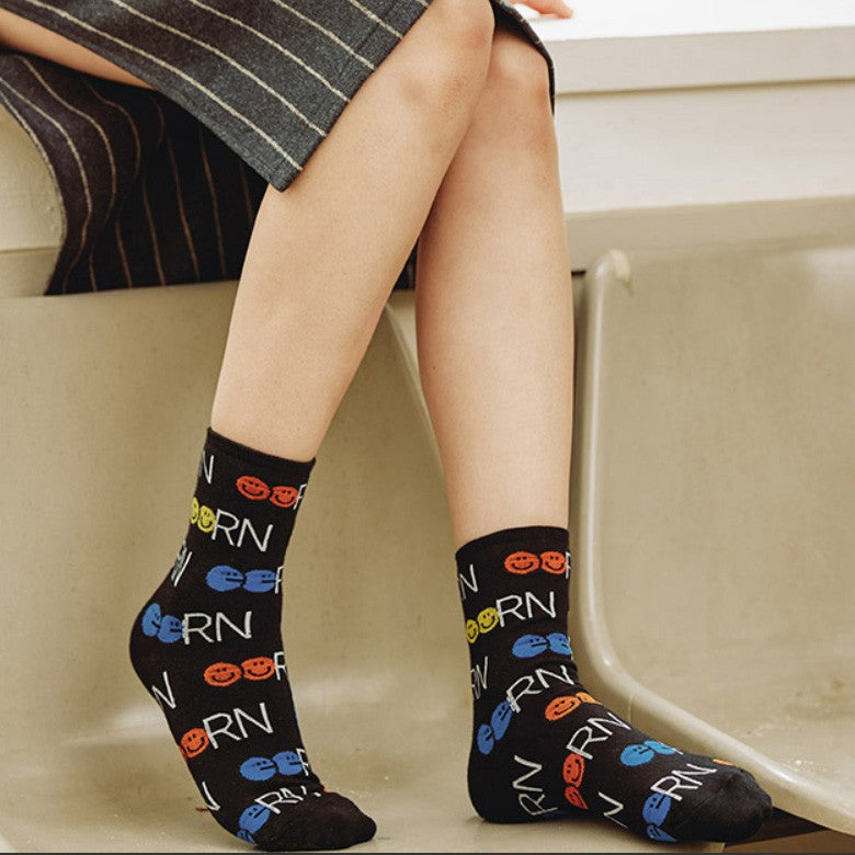 SMILE GGRN Pattern Socks - Luckyplanetusa