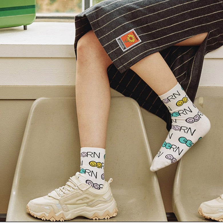 SMILE GGRN Pattern Socks - Luckyplanetusa