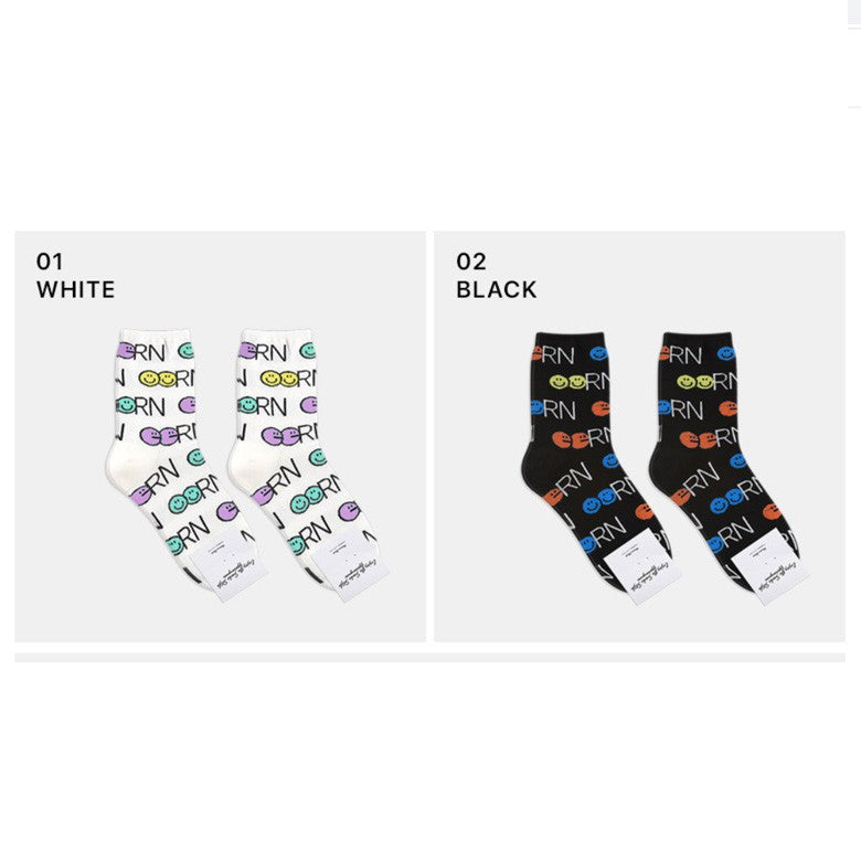 SMILE GGRN Pattern Socks - Luckyplanetusa