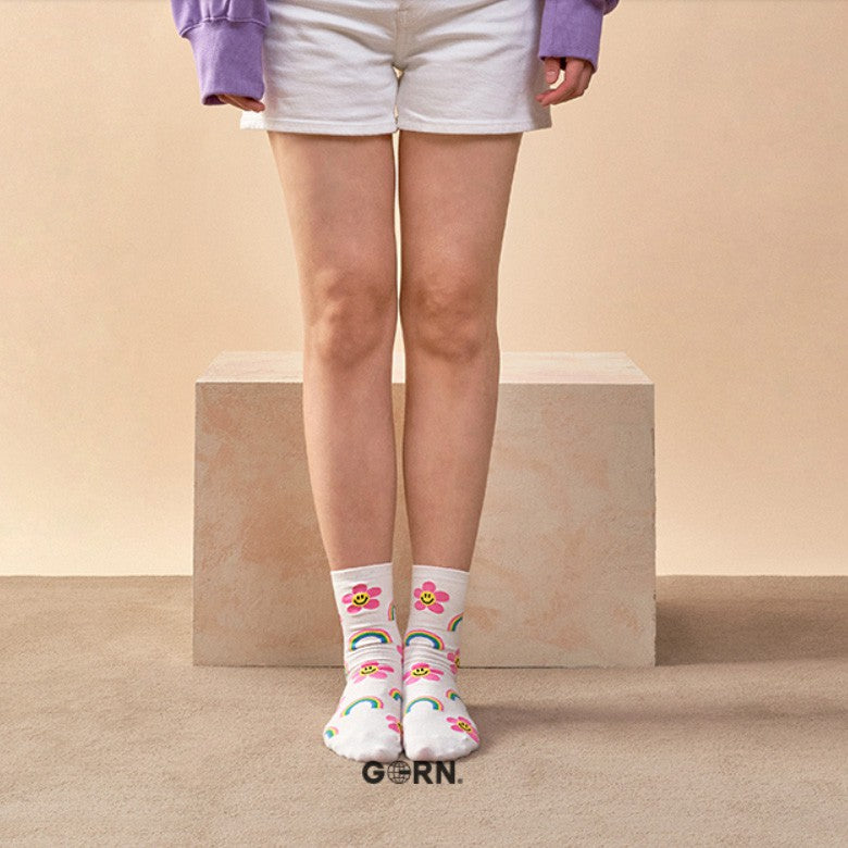 Smile Rainbow Pattern Socks - Luckyplanetusa