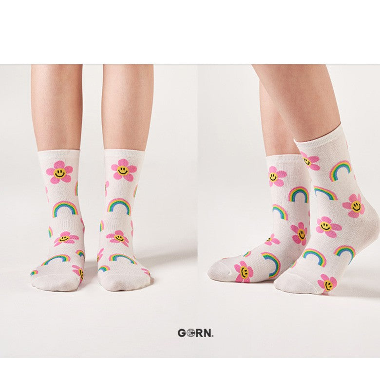 Smile Rainbow Pattern Socks - Luckyplanetusa