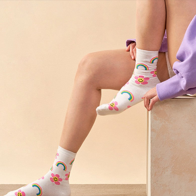 Smile Rainbow Pattern Socks - Luckyplanetusa