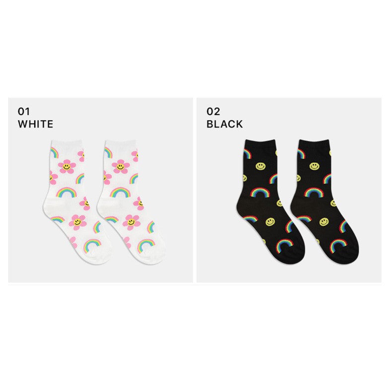 Smile Rainbow Pattern Socks - Luckyplanetusa