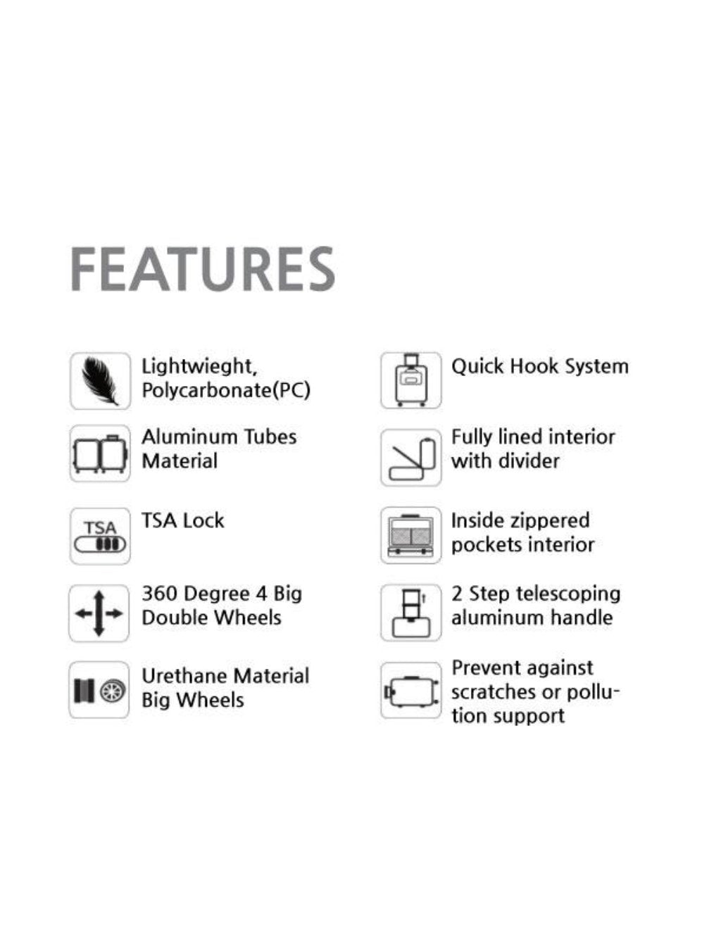 [Lucky Planet]  Edge 26-inch Luggage - French Gray - Luckyplanetusa