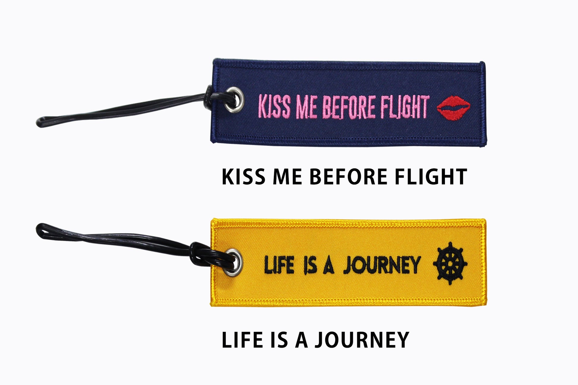 [Lucky Planet] Embroidered  Luggage Name Tags - Kiss Me Before Flight - Luckyplanetusa