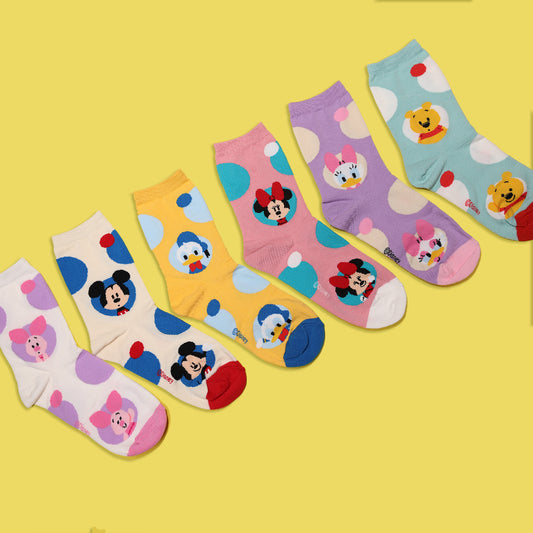 Disney characters Polka Dot Crew Socks