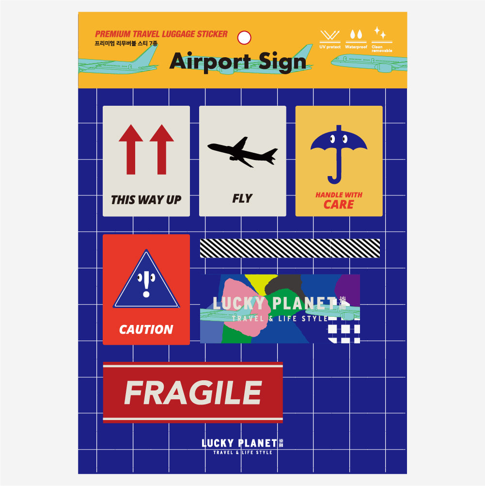 [Lucky Planet] Removable Luggage Reform Stickers - Airport Sign 7PCS - Luckyplanetusa