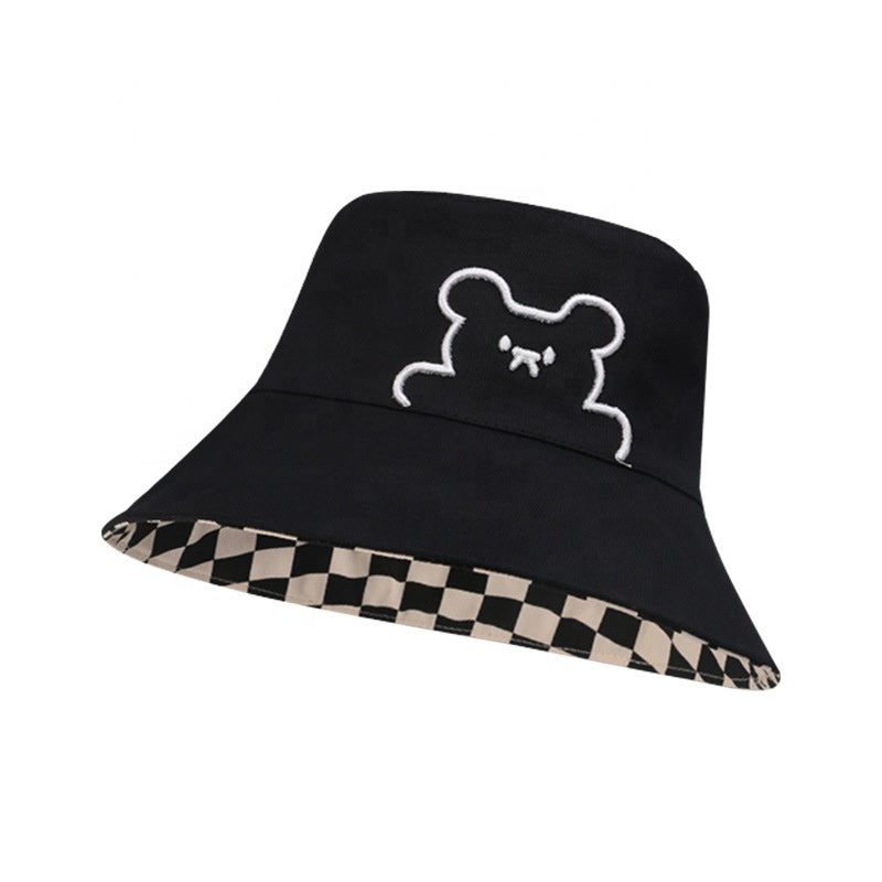 Reversible Bear/checkerboard Bucket Hat