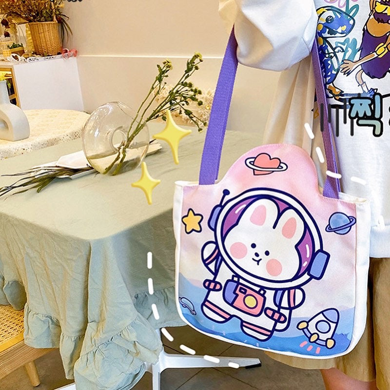 Cute Bunny Daily Shoulder Bags- Cute/ Girlish/ Happy vibes- Point Canvas Eco Bags