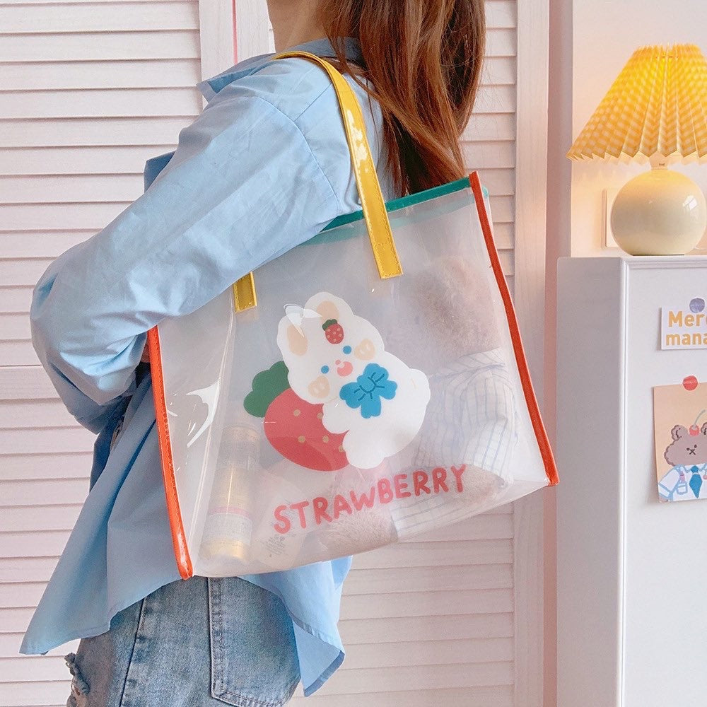Transparent jelly bear/ bunny shoulder Bag / daily bag / Clear Jelly bag