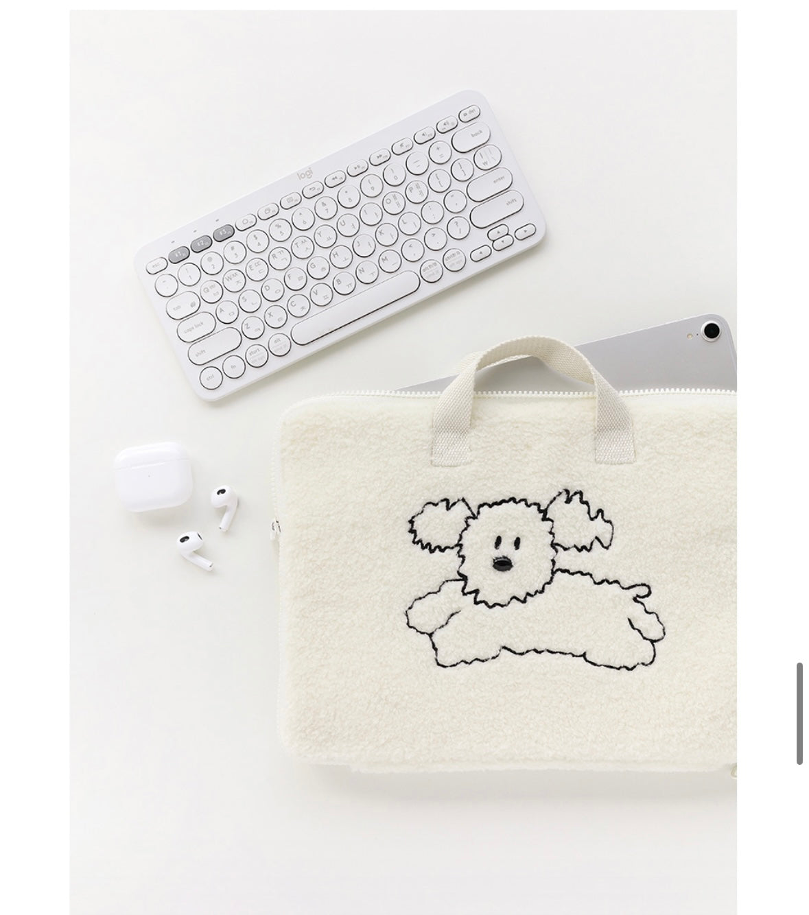 Little Paper Doggy Fluffy Laptop Bag with Handle, Pocket