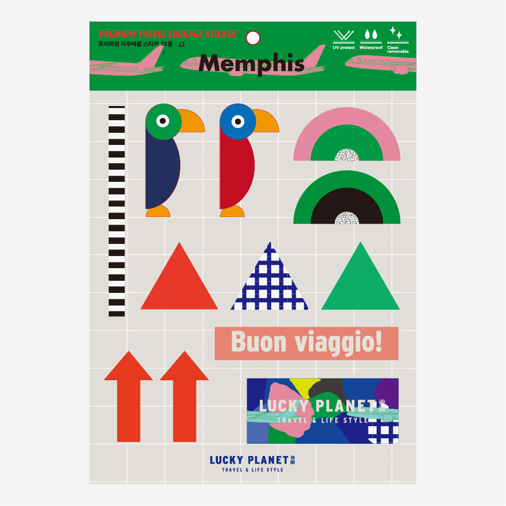 [Lucky Planet] Removable Luggage Reform Stickers - Memphis 12PCS - Luckyplanetusa
