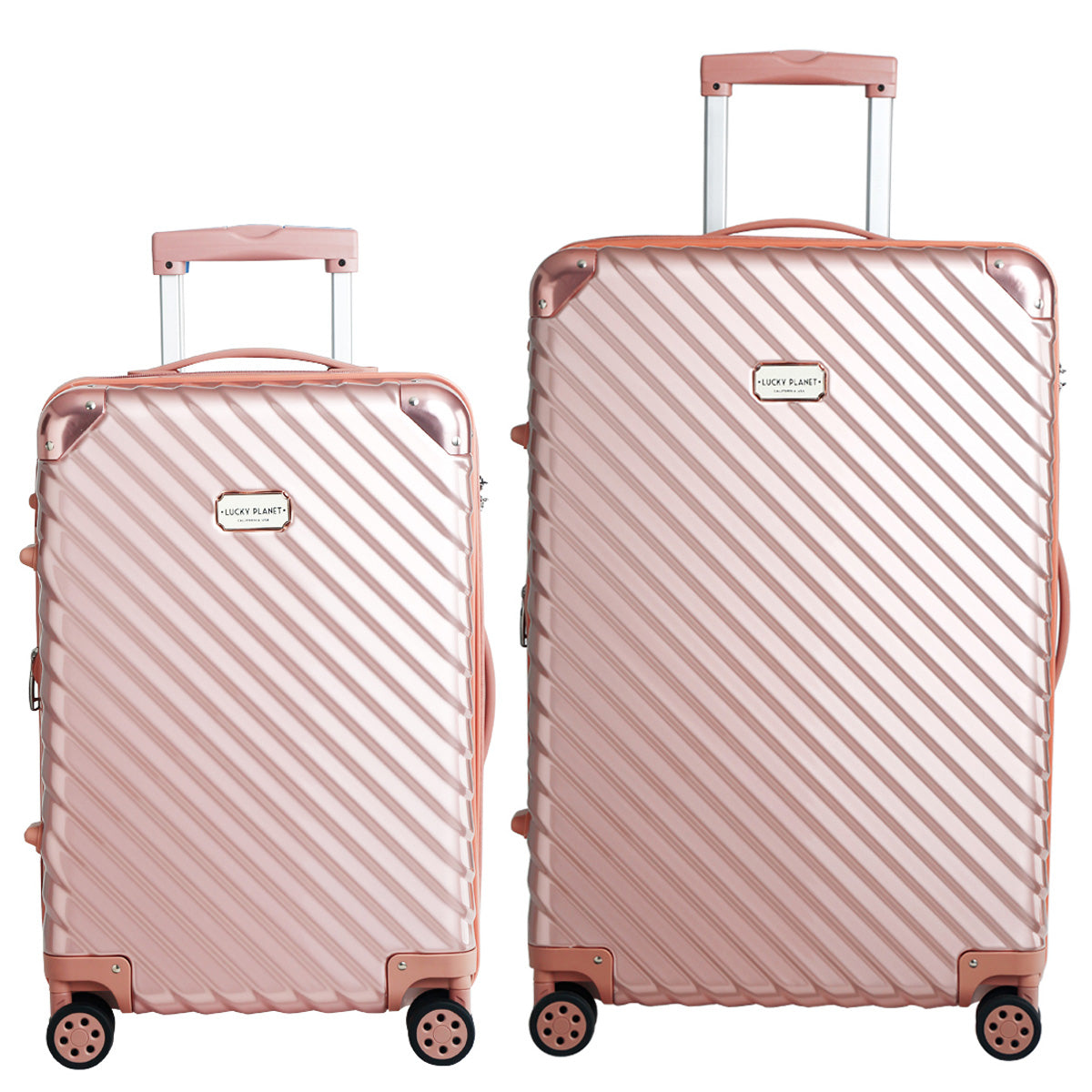 Luxury travel luggage 21"+ 26" 2PCS set -4 Double wheels/TSA LOCK/Ultra light/Expandable- PINK - Luckyplanetusa