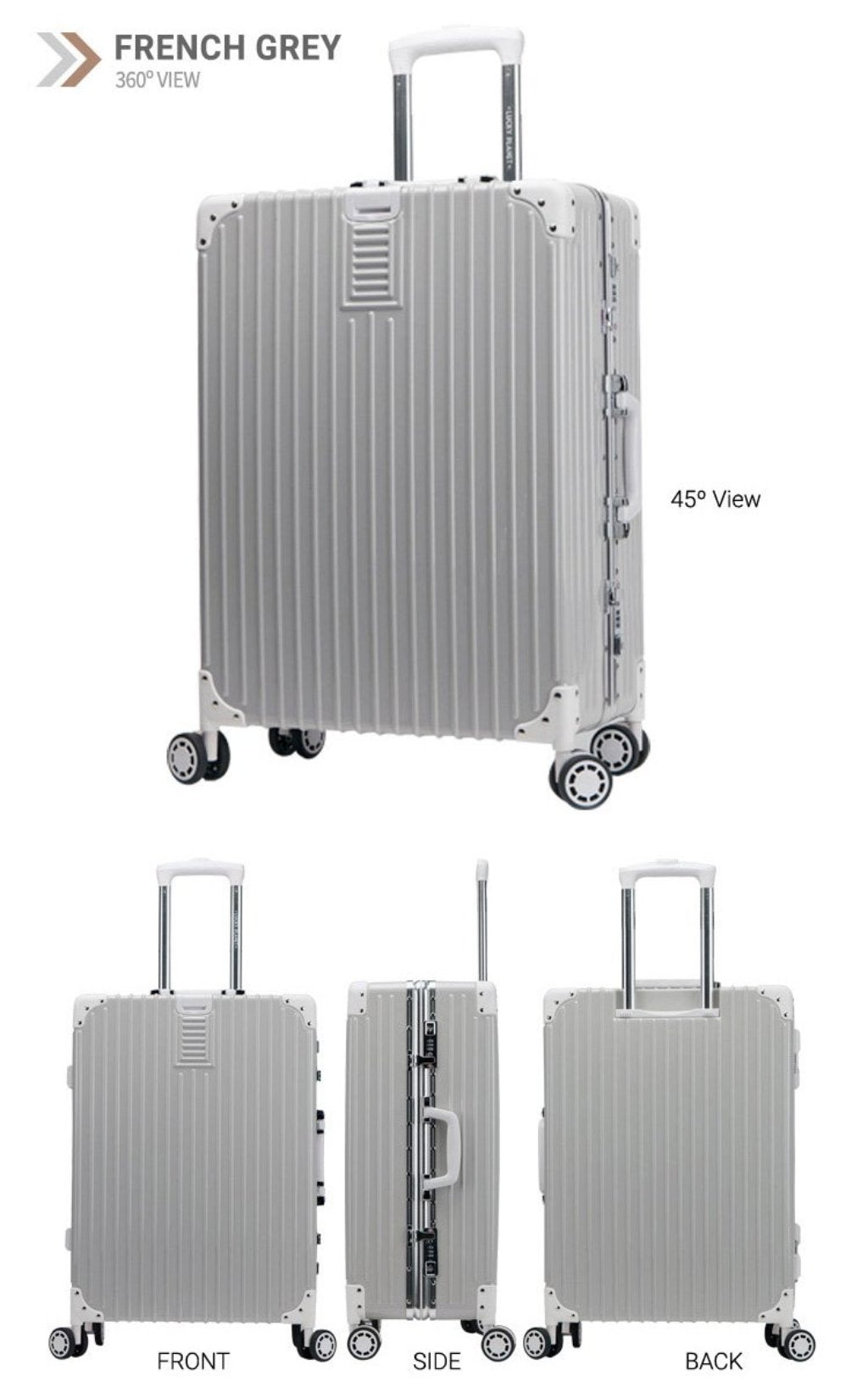 [Lucky Planet]  Edge 26-inch Luggage - French Gray - Luckyplanetusa