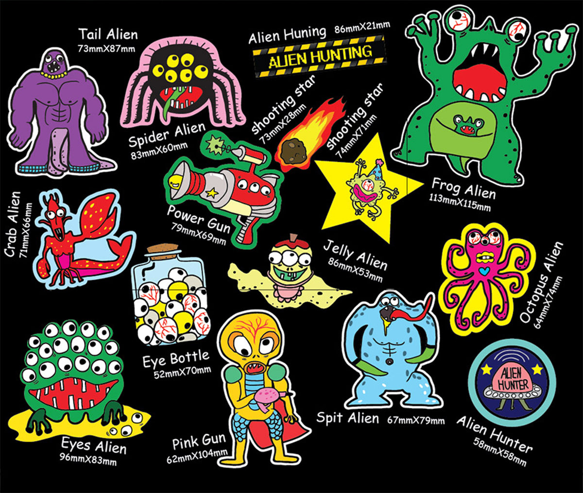 [Lucky Planet] Removable Luggage Reform Stickers - Alien Hunter - Luckyplanetusa