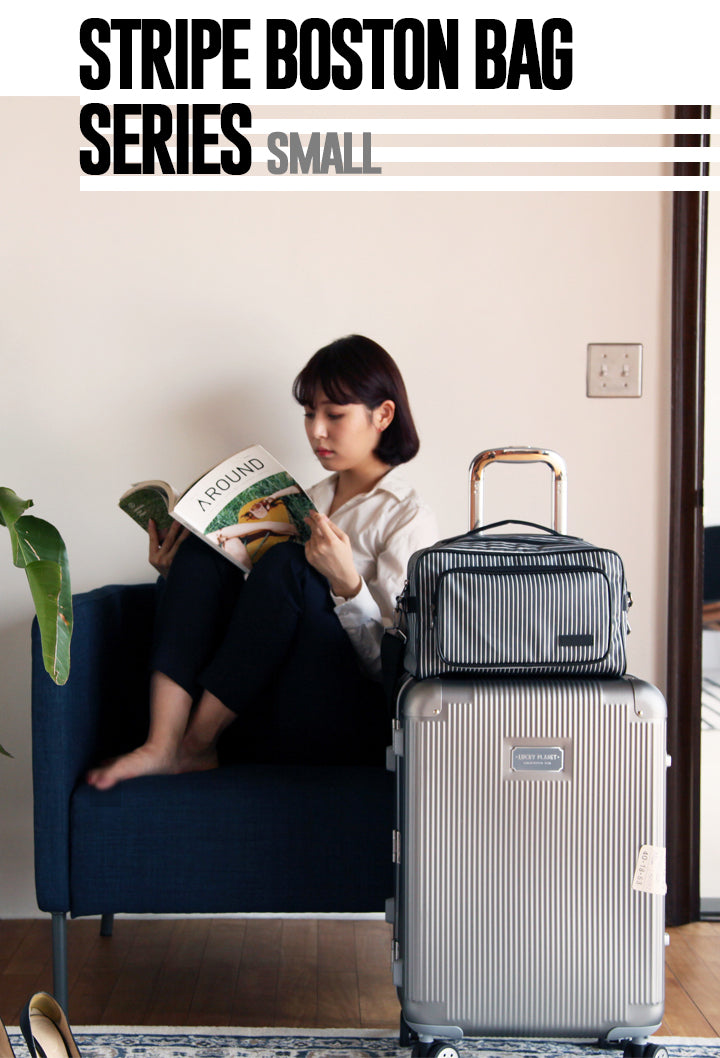 [Lucky Planet] Stripe Boston Travel Duffel Bag - Small - Luckyplanetusa
