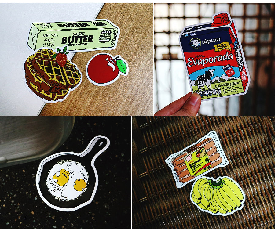 [Lucky Planet] Waterproof /Removable Luggage Reform Stickers 18PCS - Brunch - Luckyplanetusa