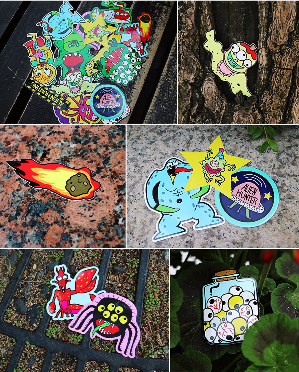 [Lucky Planet] Removable Luggage Reform Stickers - Alien Hunter - Luckyplanetusa