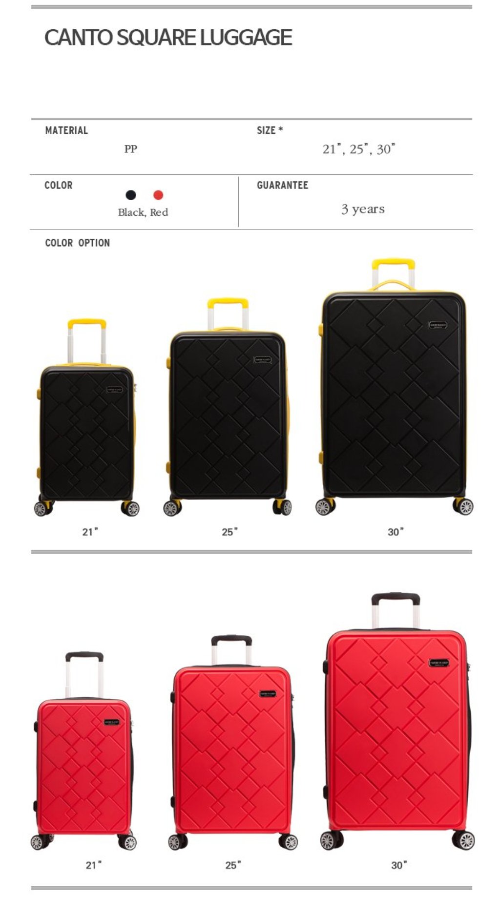 [Lucky Planet]  Canto Square 25-inch Hard Case Luggage - Luckyplanetusa