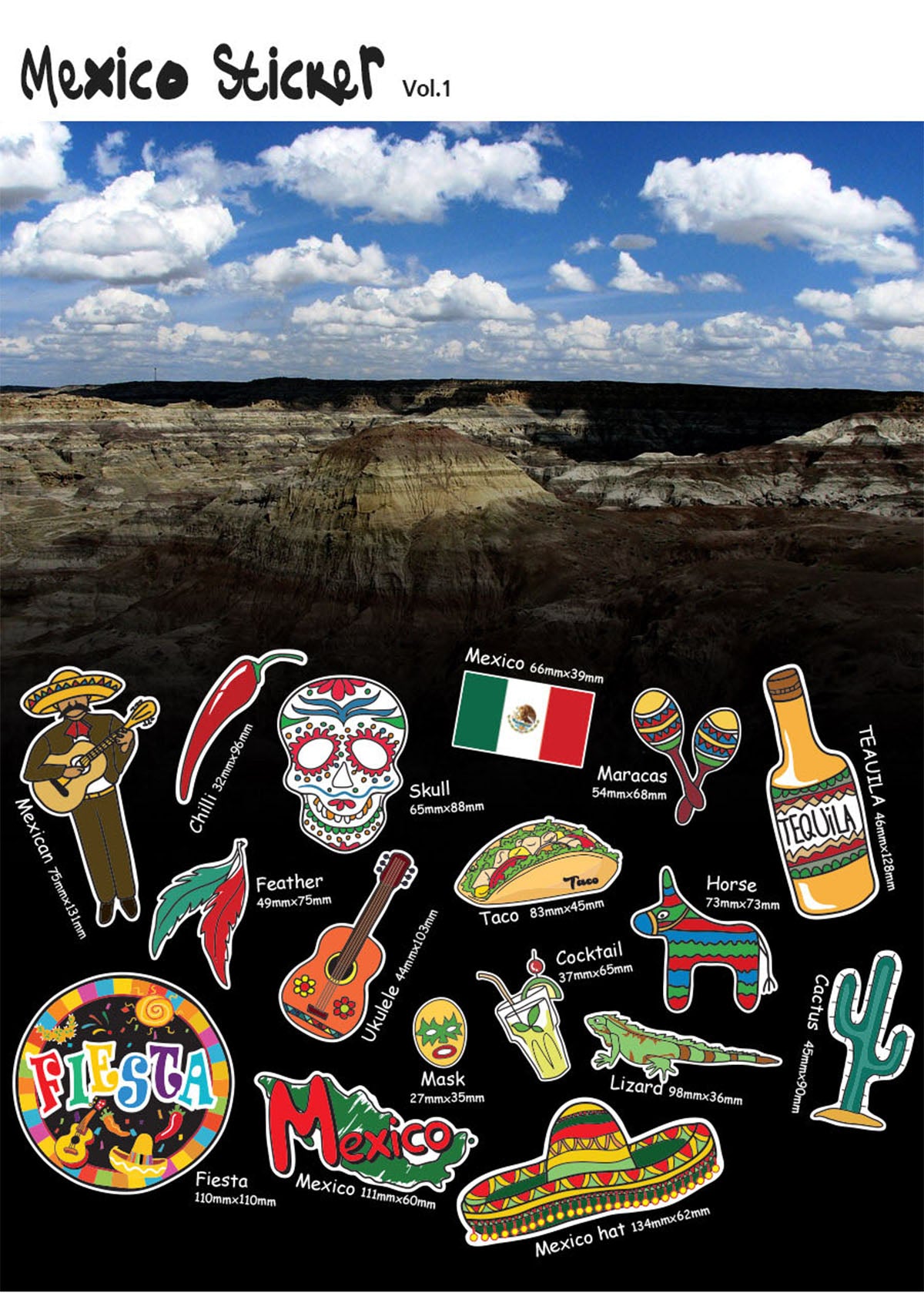 [Lucky Planet] Waterproof travel Luggage Reform Stickers 17PCS - Mexico - Luckyplanetusa