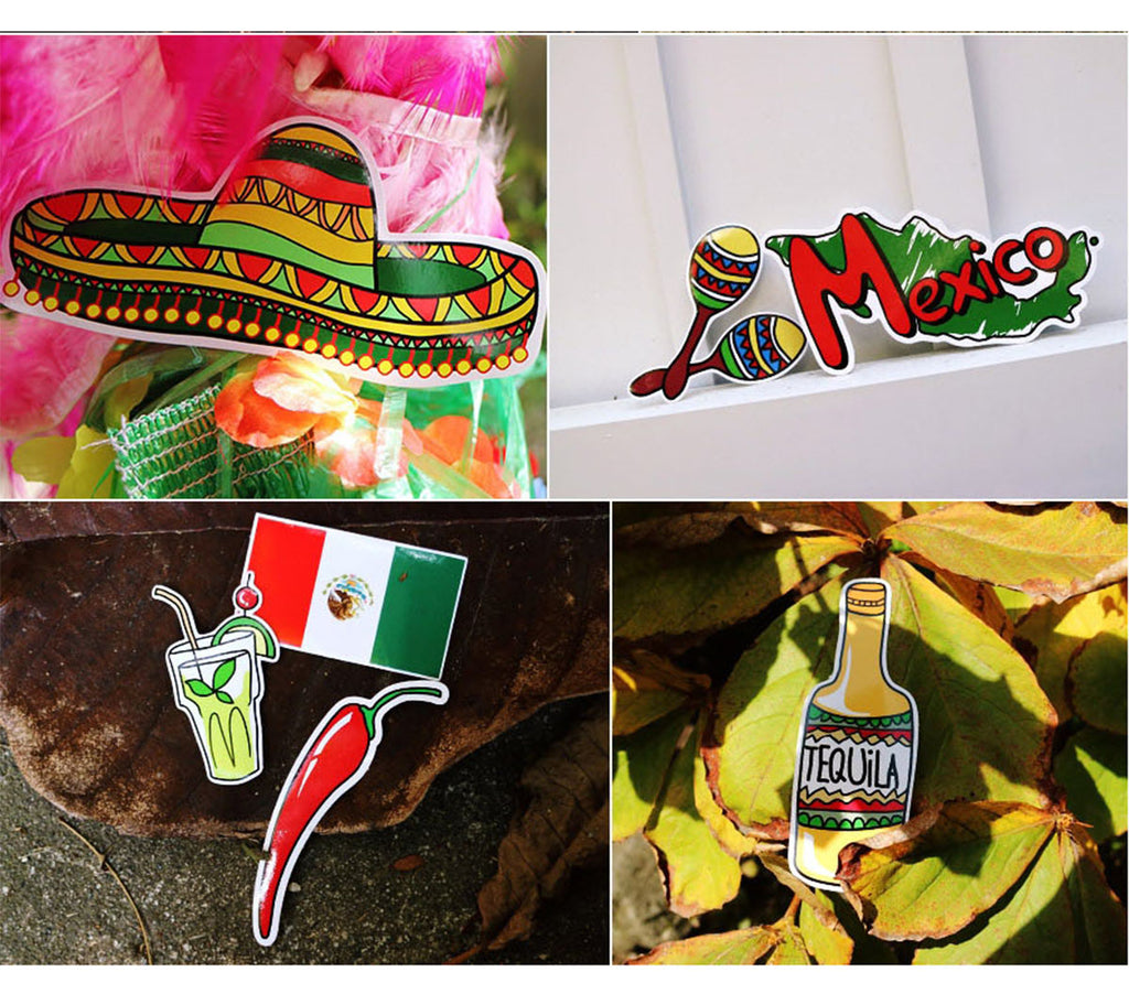 [Lucky Planet] Waterproof travel Luggage Reform Stickers 17PCS - Mexico - Luckyplanetusa