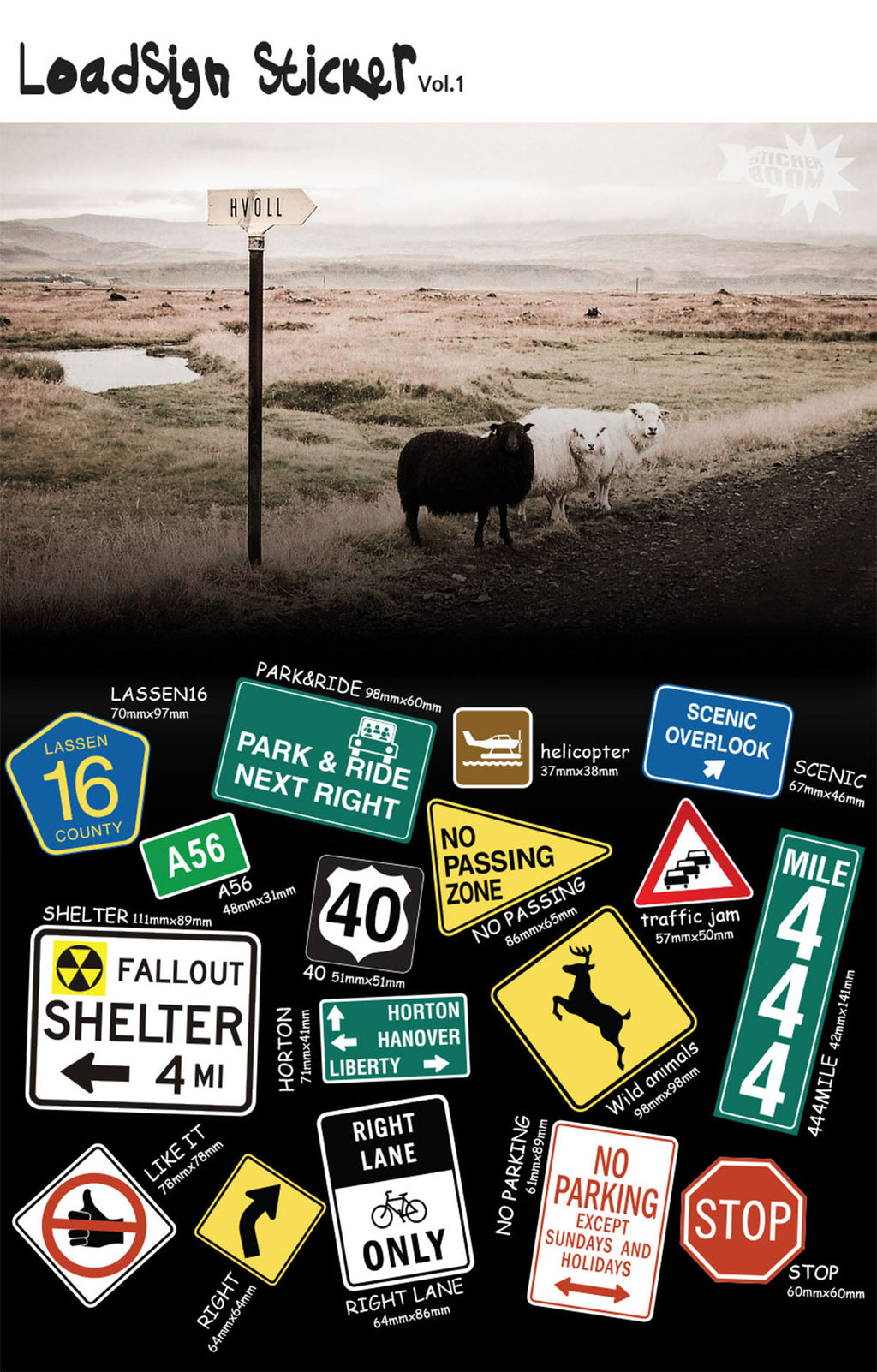 [Lucky Planet] Waterproof/ UV protect Luggage rimowa trip Stickers 16PCS - Road sign - Luckyplanetusa