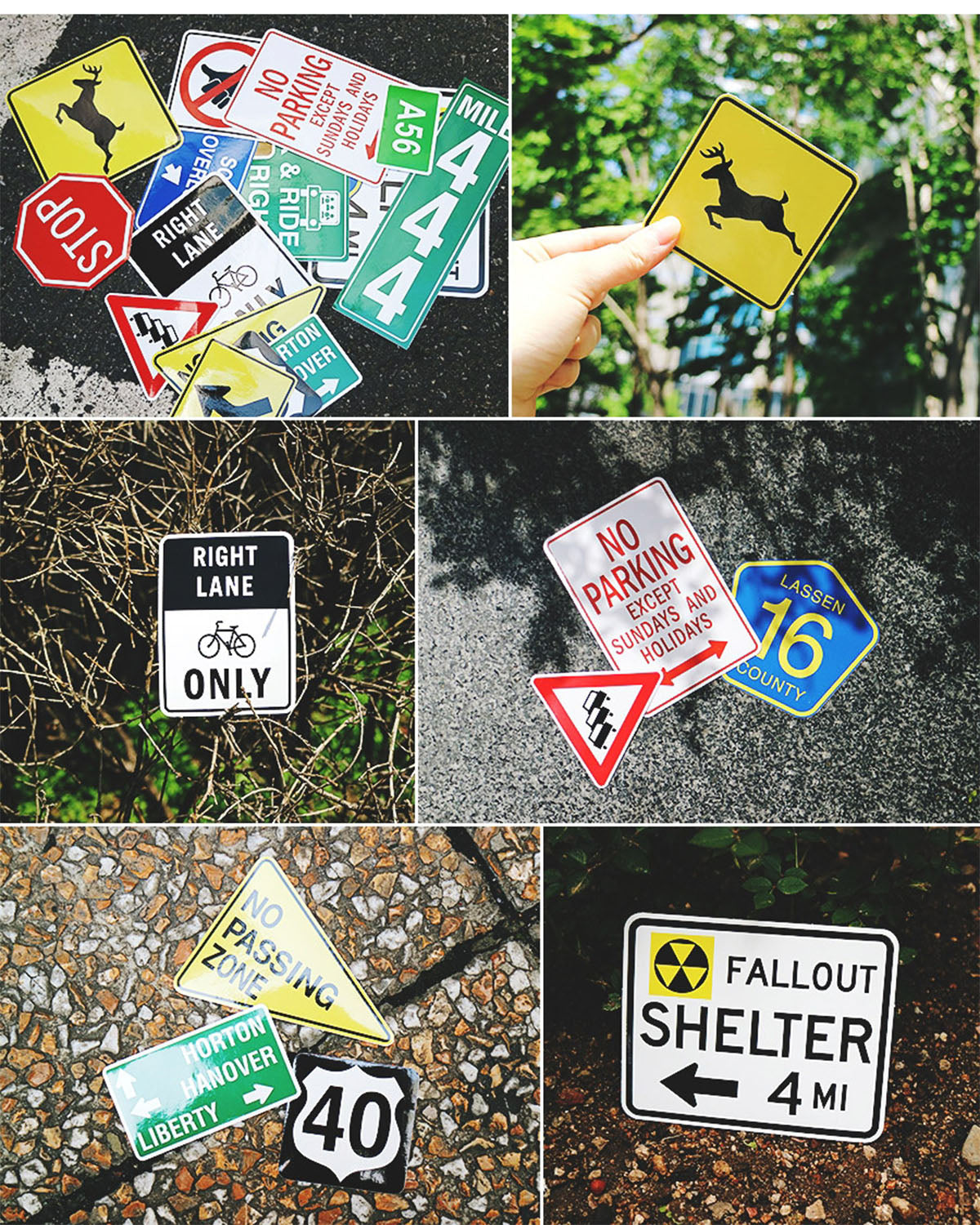 [Lucky Planet] Waterproof/ UV protect Luggage rimowa trip Stickers 16PCS - Road sign - Luckyplanetusa