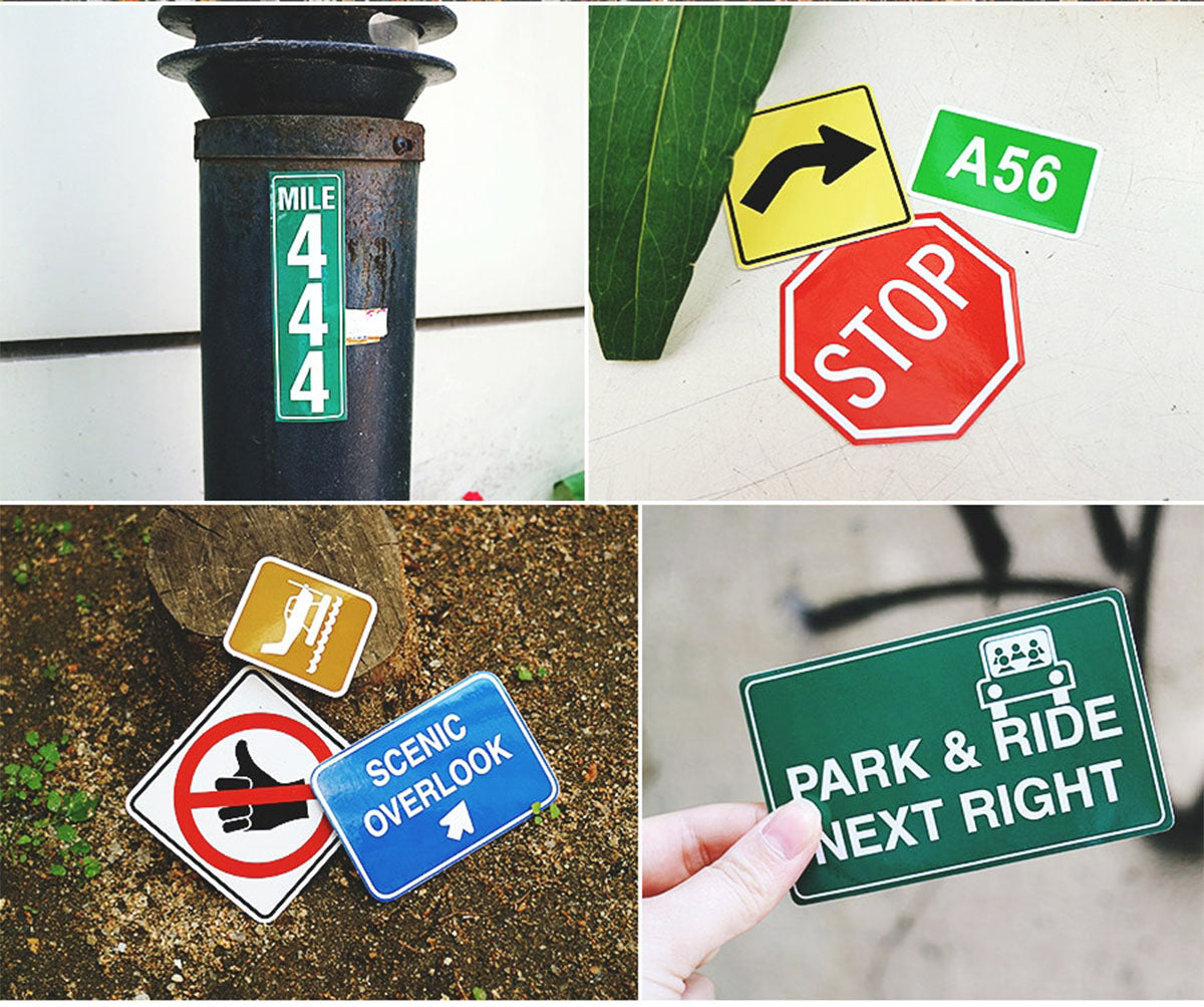 [Lucky Planet] Waterproof/ UV protect Luggage rimowa trip Stickers 16PCS - Road sign - Luckyplanetusa